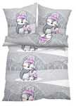 Pościel flanela Bonprix szary + fiolet 135 cm x 200 cm + 70 x 80 *nowa