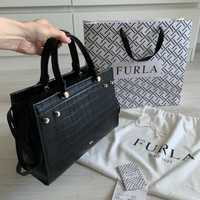 Легендарна сумка FURLA Lady M, шкіра під крокодила чорна