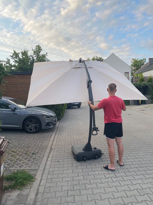 Parasol ogrodowy Peoria 300x300 OBI z podstawą Wrocław Krzyki