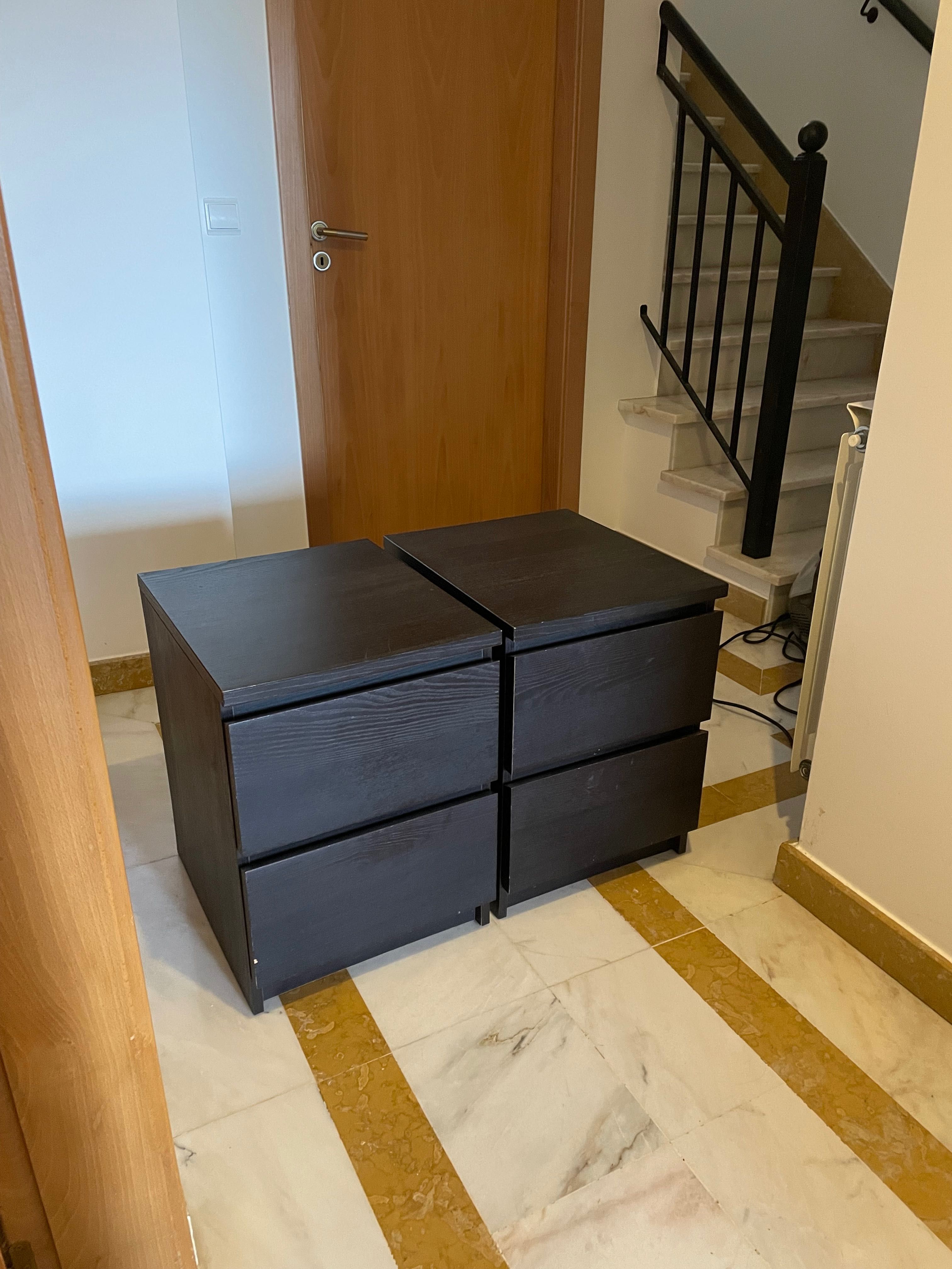 Mesinhas de cabeceira MALM preto IKEA