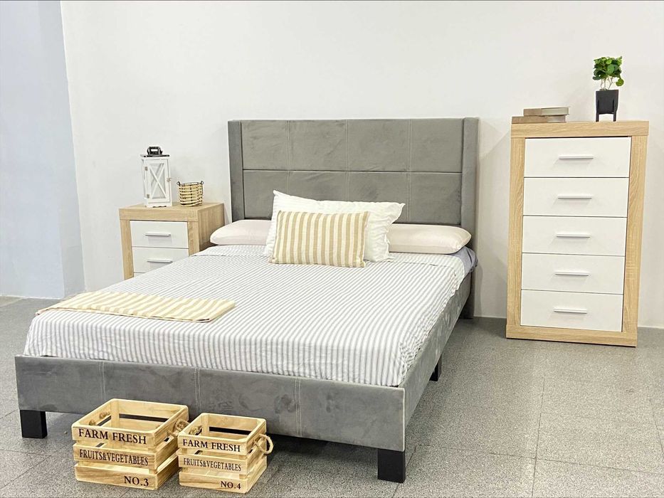 cama de casal cinza nova - entrega gratuita!