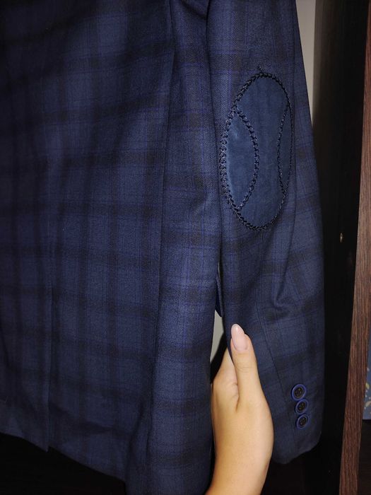 Піджак новий на підлітка синій у клітинку