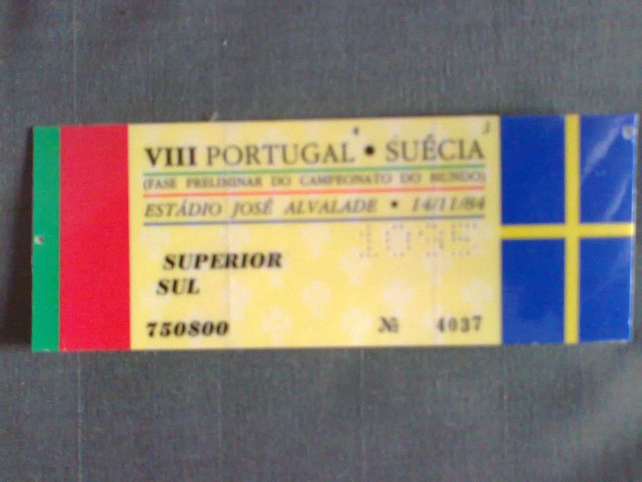 Portugal - Suécia: Bilhete de Futebol antigo (plastificado)