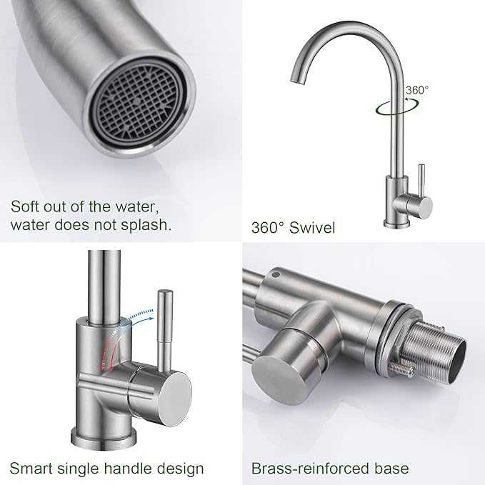 Nowa Bateria kuchenna Kran obracany o 360° ze stali nierdzewnej G3/8