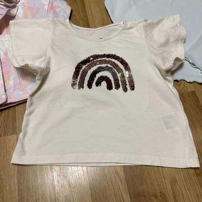 Нарядна джинсовка на дівчинку 5 6 110 116 регланчик в рубчик футболка