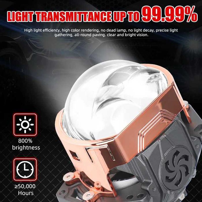 Бі-лед лінзи 3.0" з лазером 6000К 100вт