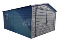 Garaż Blaszany 4x5 - Brama dwuskrzydłowa - okno - antracyt TS635