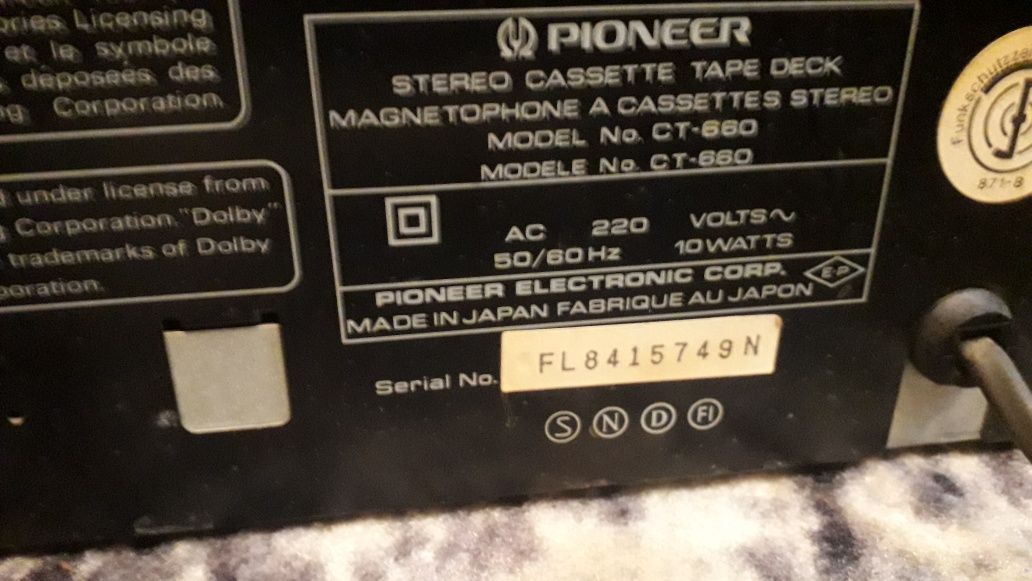 Pioneer deck magnetofon