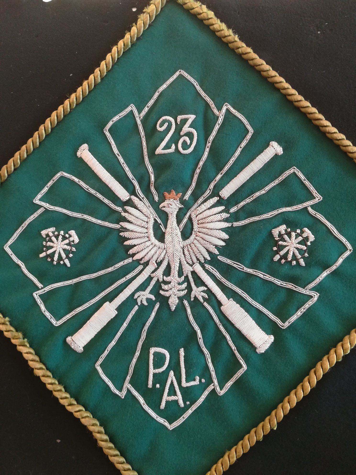 Orzeł, proporzec wojskowy - 23 Pułk Artylerii Lekkiej - UNIKAT!!!