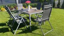 Meble ogrodowe aluminiowe stół + 6 krzeseł składanych na taras balkon