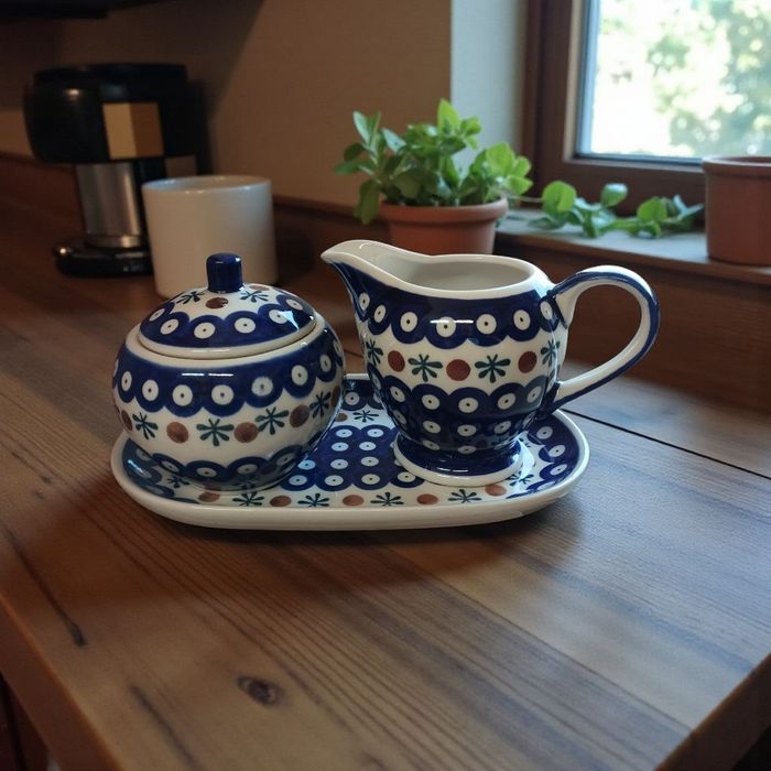 Cukiernica z mlecznikiem.Ceramika Bolesławiec