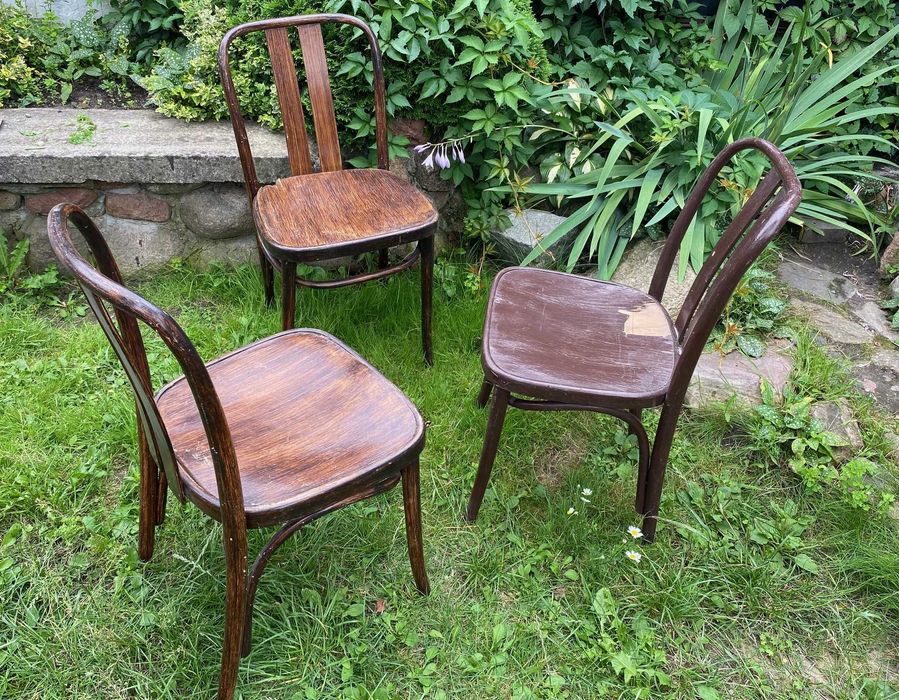 Drewniane krzesło PRL, krzesło gięte bukowe