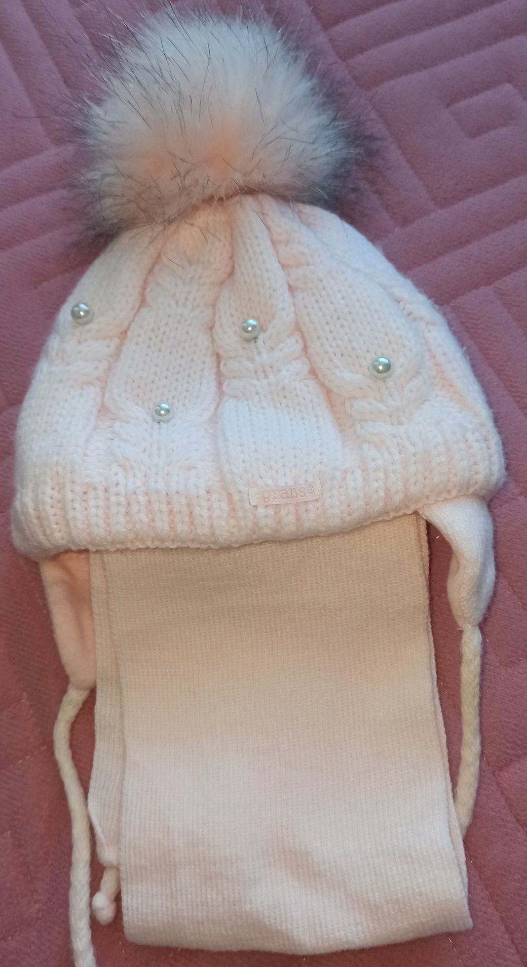 Дитячі шапочки, зимова шапка для дівчинки, набір шапка+шарф