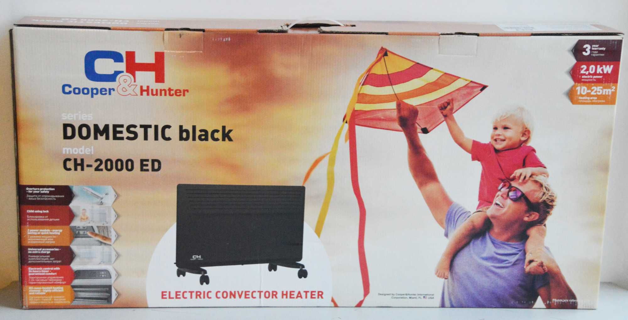 Електричний конвектор Cooper&Hunter Domestic Black CH-2000ED + ніжки.