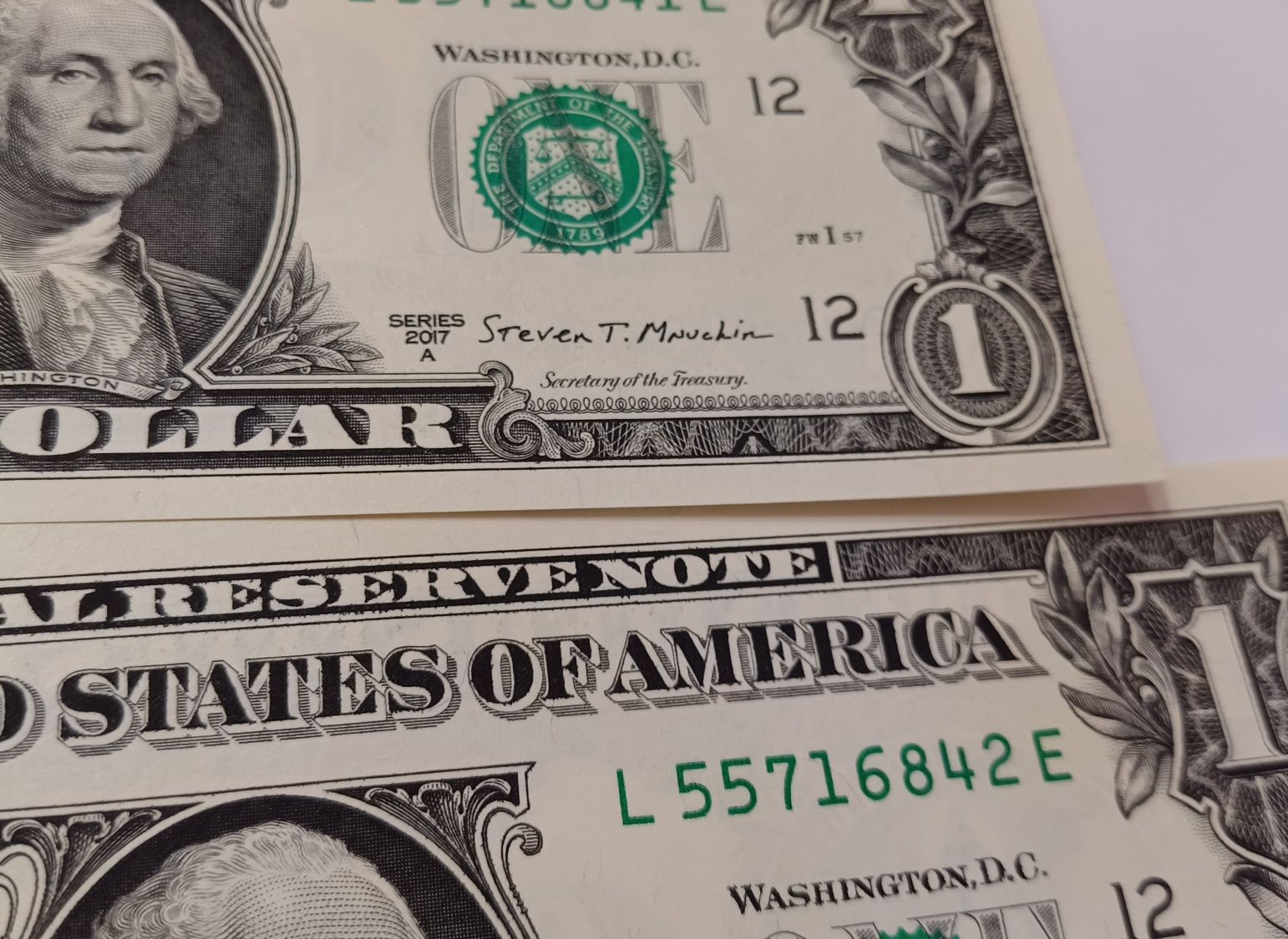 USA-- 3 notas seguidas dólares $ 1 de 2017 A NOVAS Estados Unidos da A