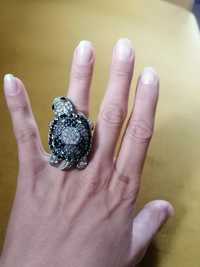 Pierścień pierścionek żółw kryształki