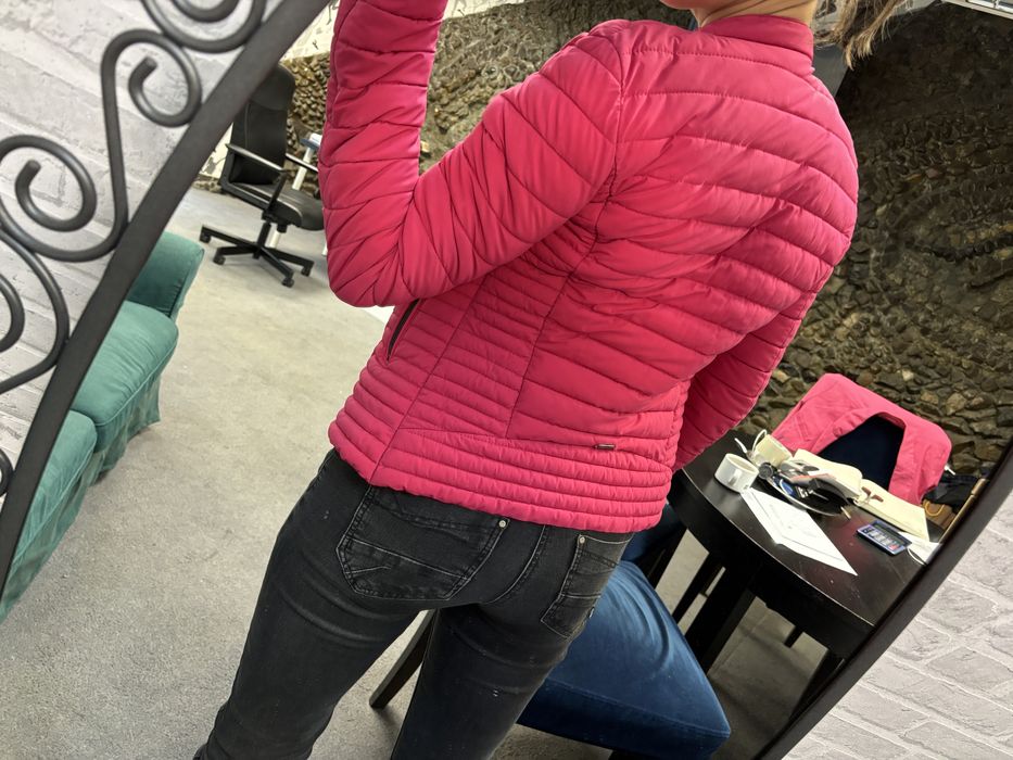 Guess kurtka pikowana ramoneska przeciwdeszczowa pink flo neon xs S 34