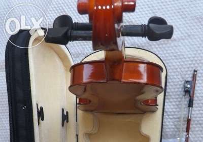 Violino de madeira castanho 3/4 novo e kit