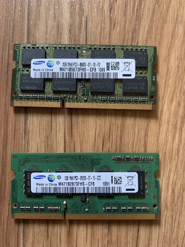 Оперативна память для ноутбука DDR3 1GB та 2GB