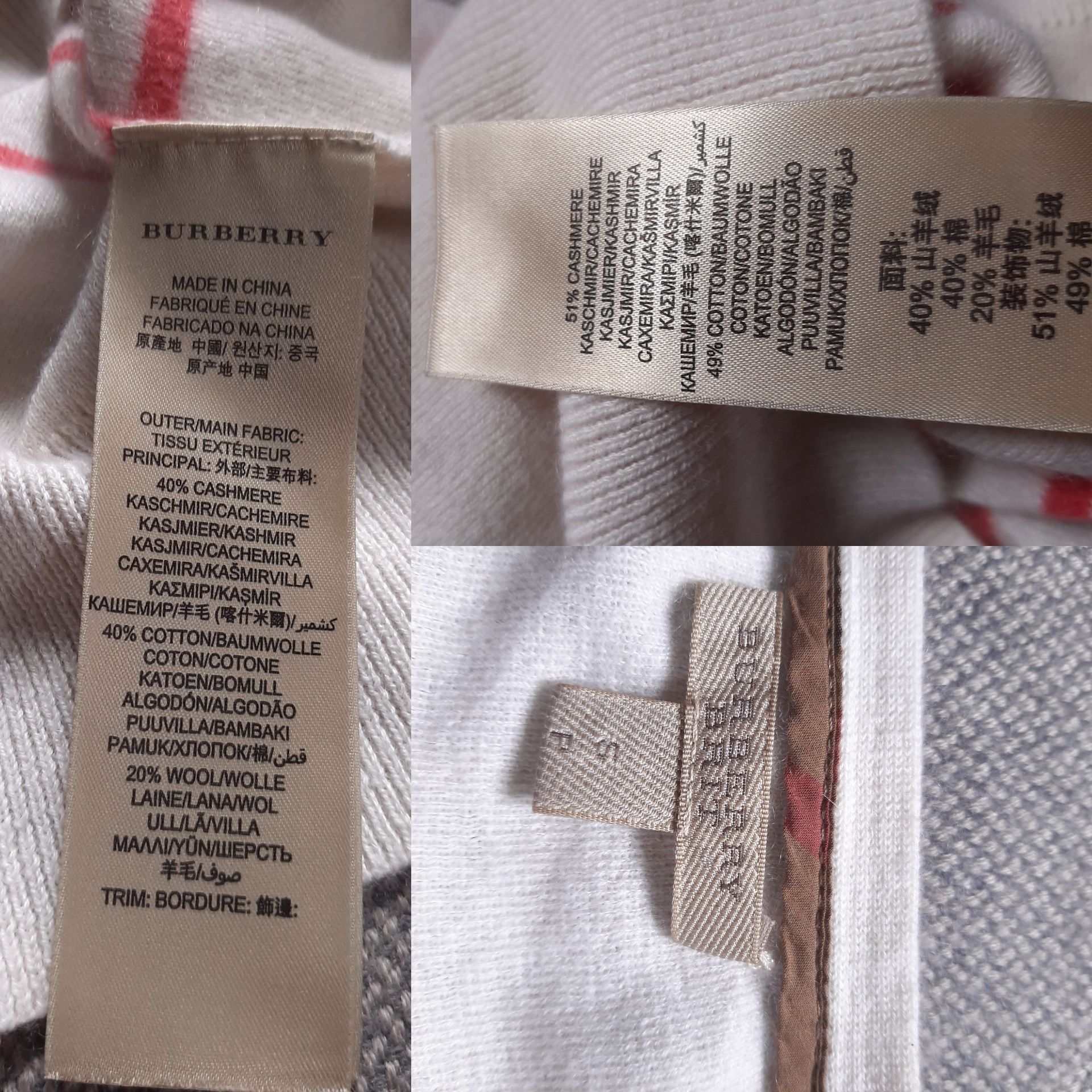 Sweter Burberry kaszmir wełna bawełna S 36