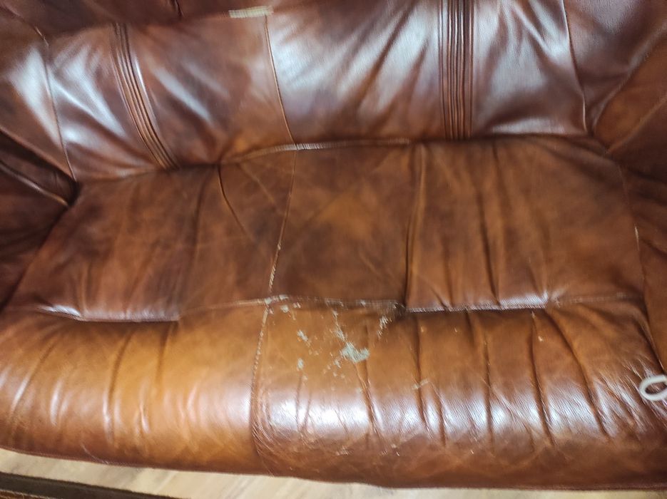 komplet wypoczynkowy 3+2+1 skóra naturalna