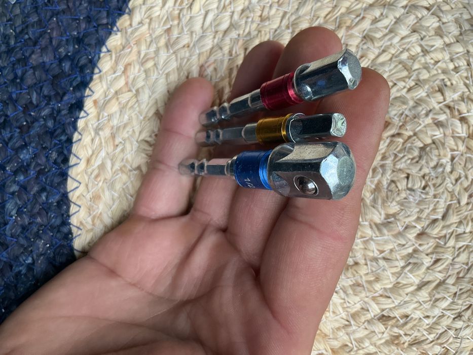 Набор 3шт переходников адаптеров шестигранка 1/4 квадрат 1/4 3/8 1/2