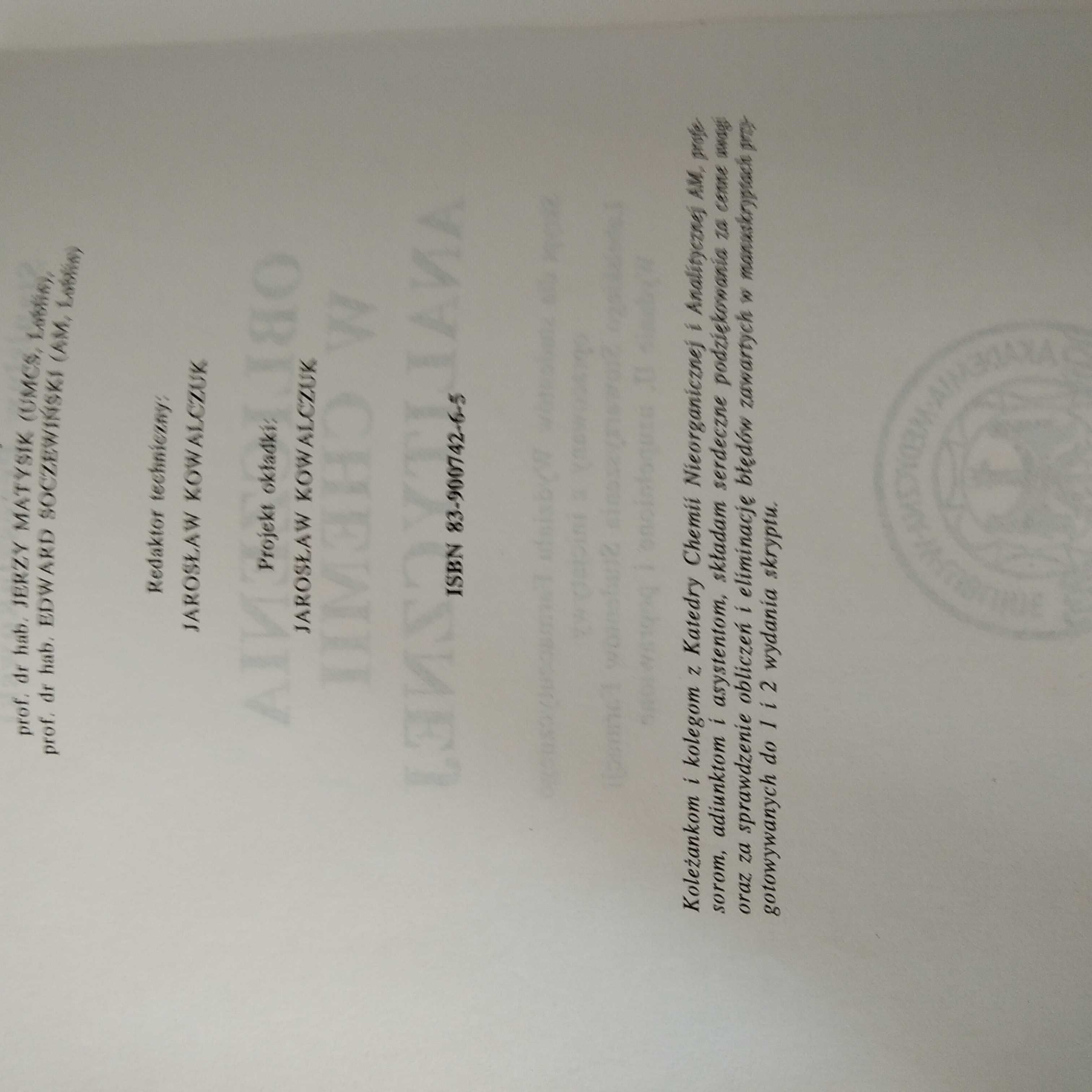 Obliczenia w chemii analitycznej S. Przeszlakowski