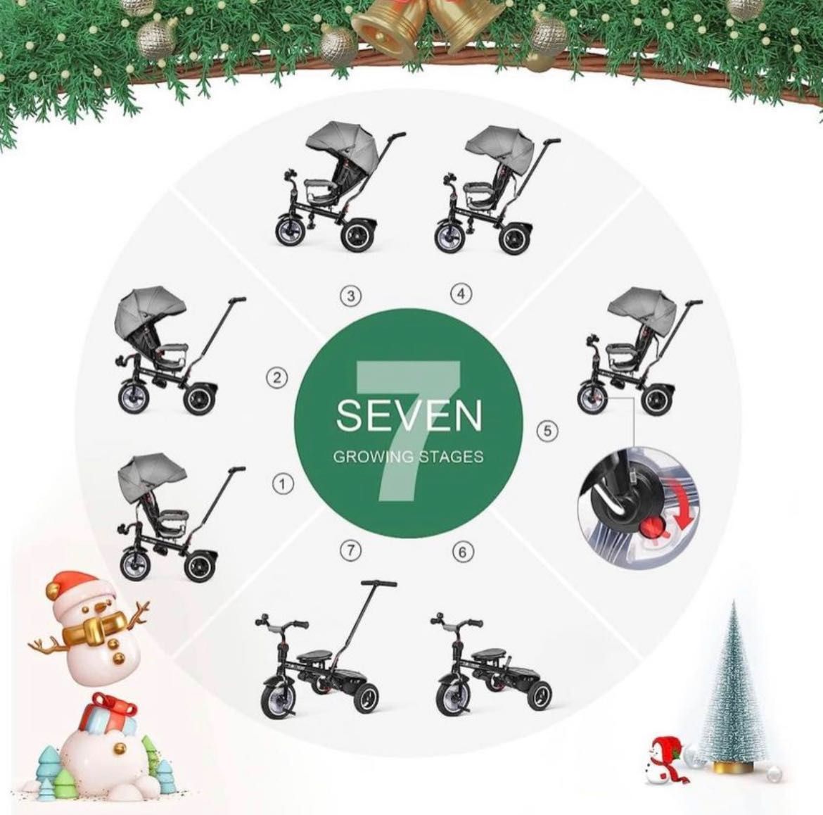 Triciclo evolutivo 7 em 1, para bebés e crianças
