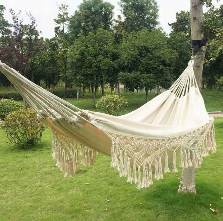 HAMAK huśtawka xxl duży boho beżowy hit do ogrodu na prezent