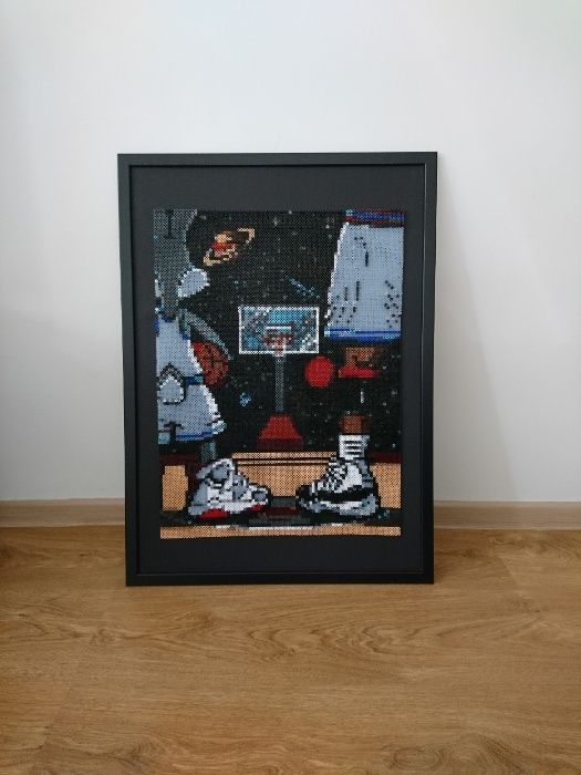 Królik Bugs / Michael Jordan - Space Jam - obraz ramka - koraliki/hama