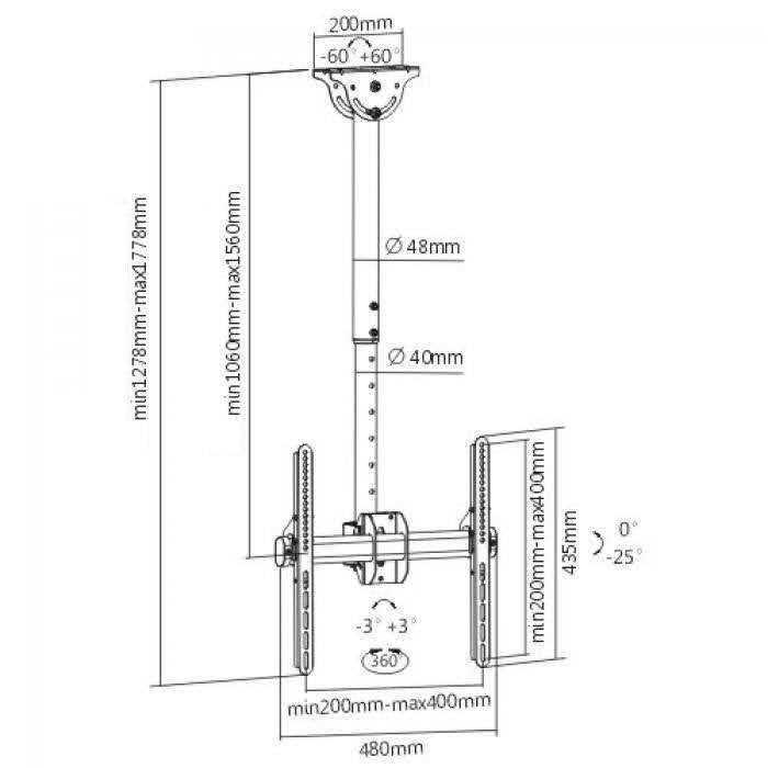 32"-55" Крепление для телевизора потолочное ITECHmount Celb-54SHL