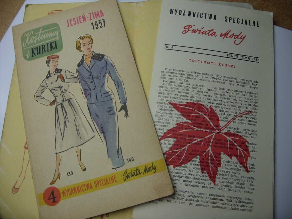 wydawnictwa specjalne świata mody kostiumy i kurtki 1957
