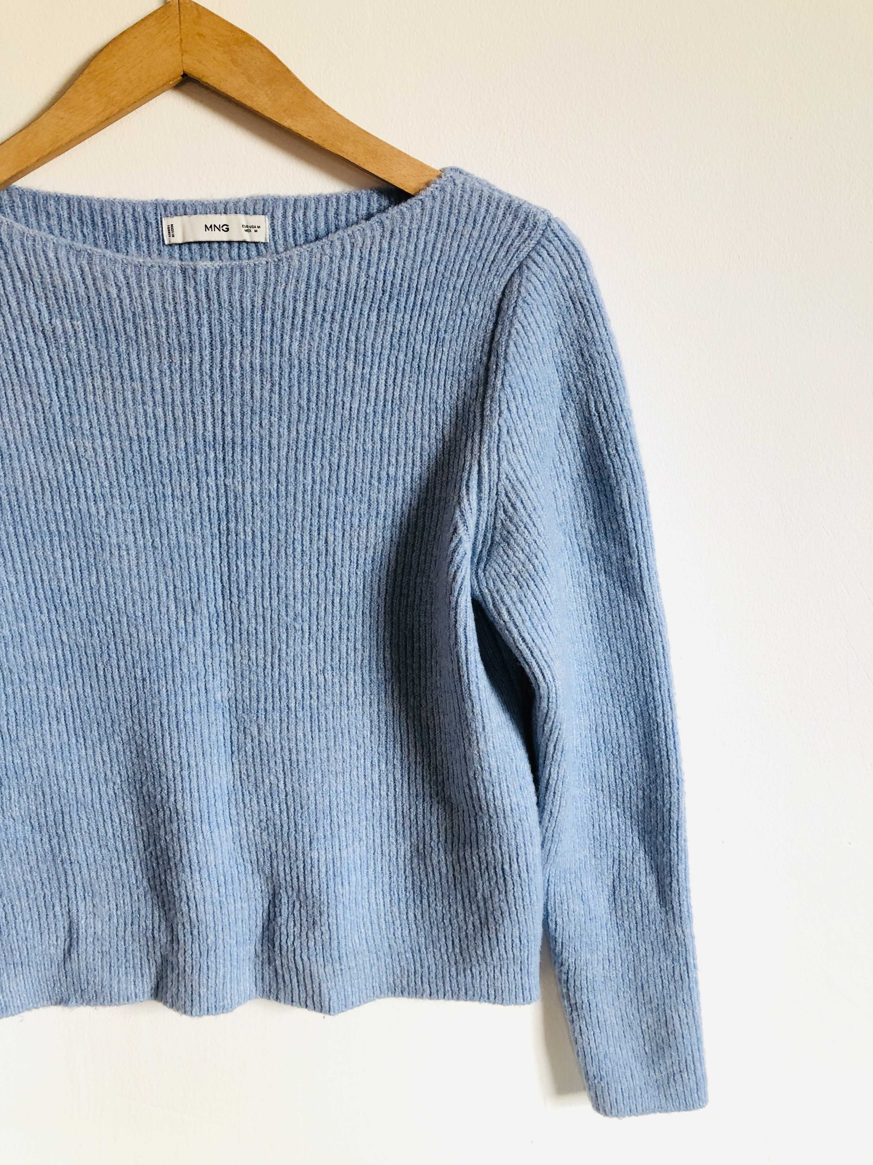 Sweter MNG Mango błękitny jasnoniebieski pastelowy