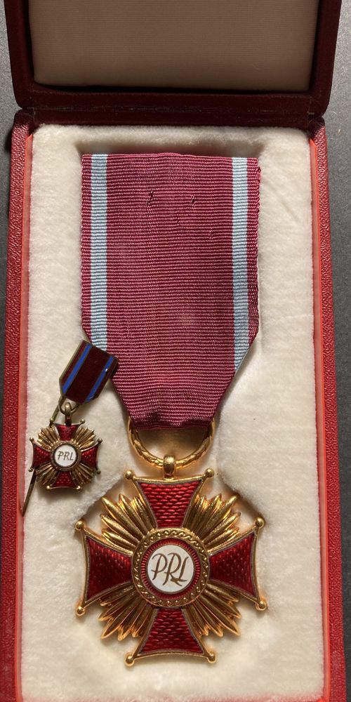 Złoty Krzyż Zasługi PRL z miniaturką