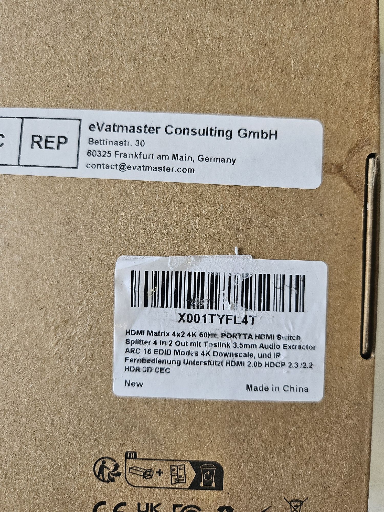 Przełącznik matrycowy Portta 4K 60Hz HDMI Matrix 4x2 PORTTA