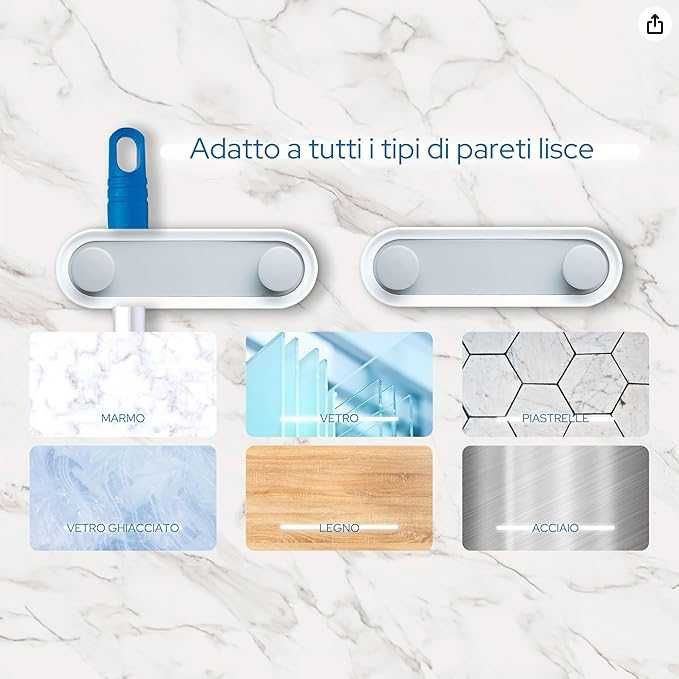 Uchwyt wieszak na szczotki mopy organizer 2 sztuki w zestawie BIALY