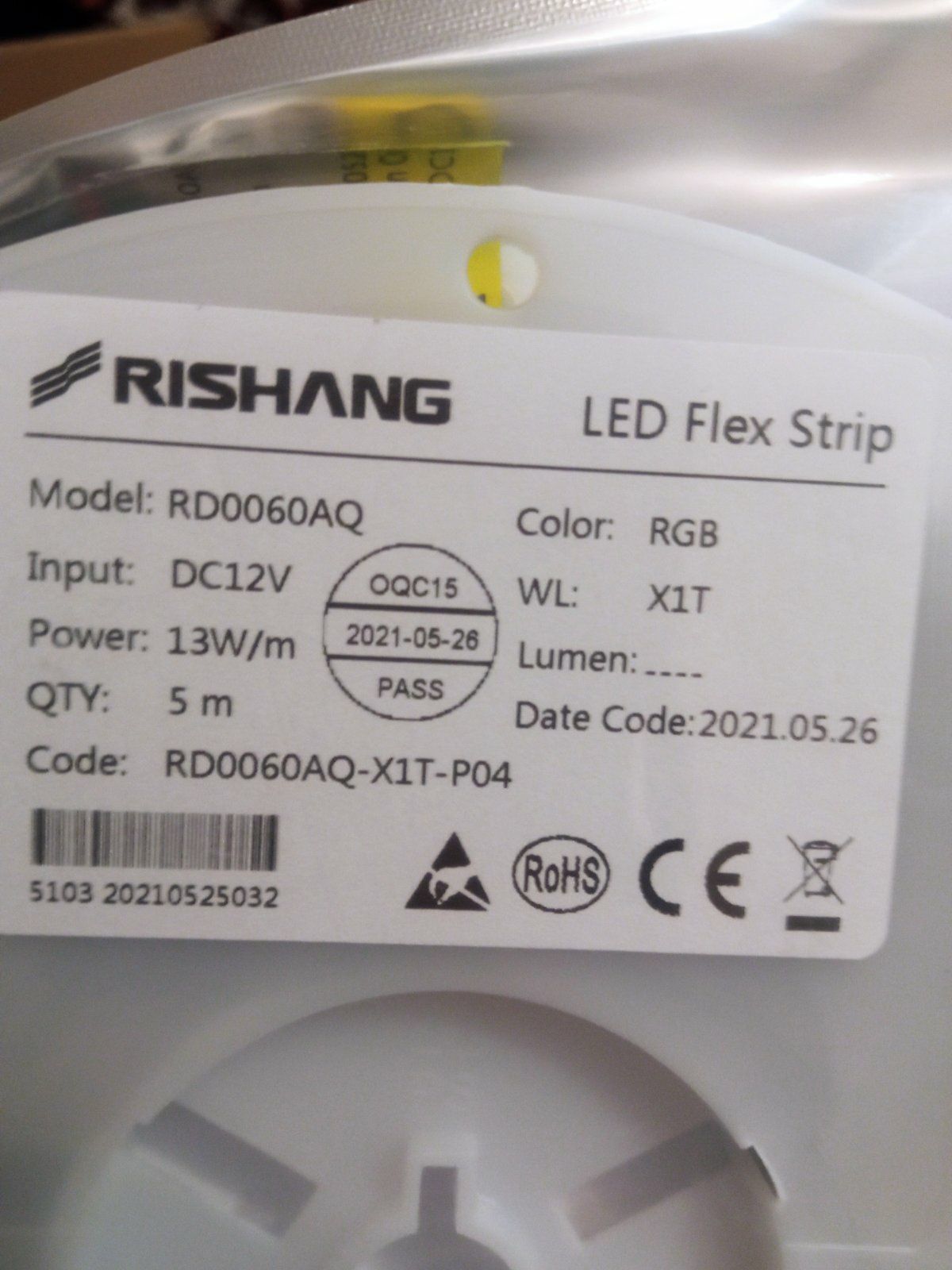 Светодиодная лента RISHANG 5050-60-IP20-RGB-10-12 RD0060AQ