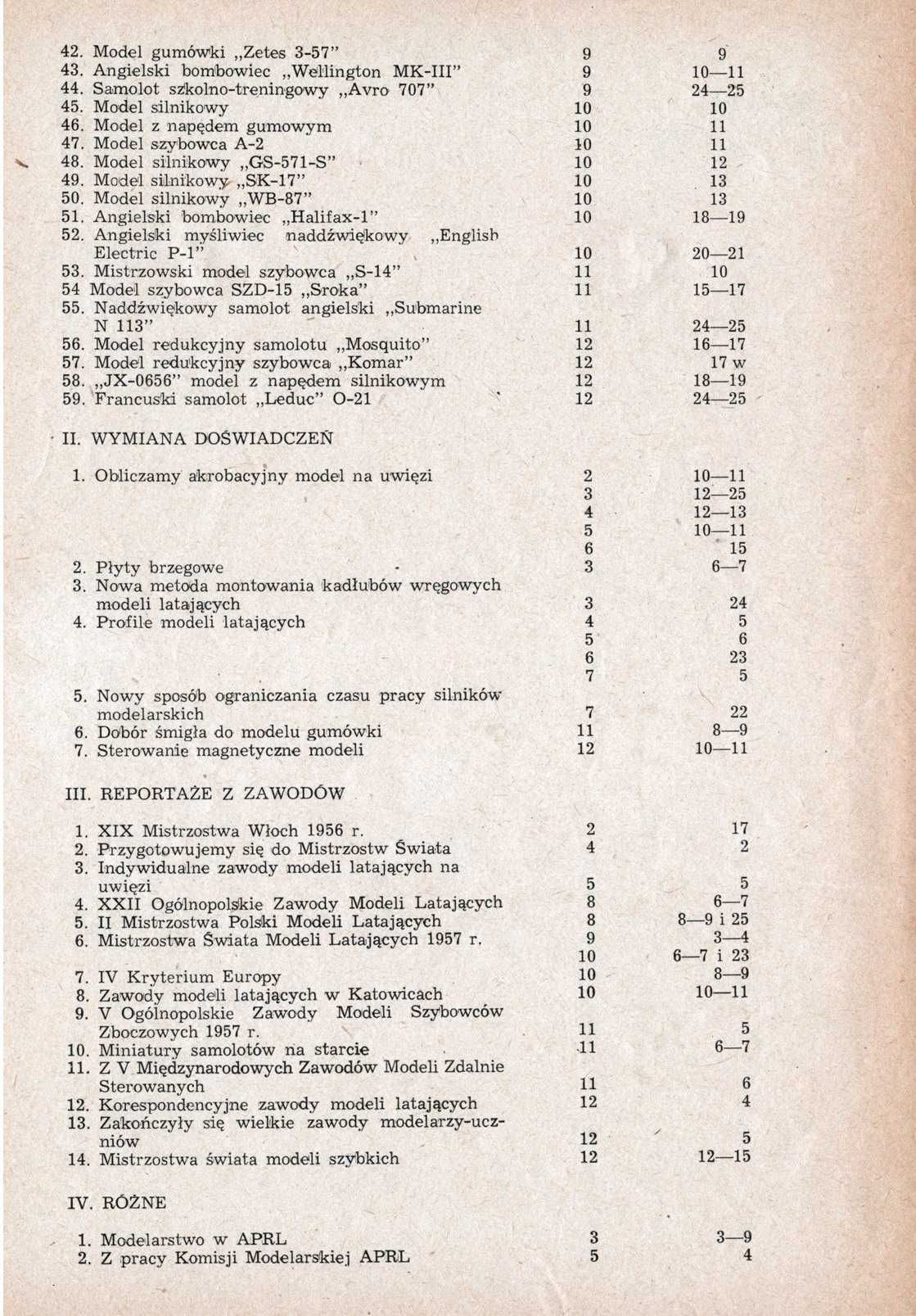 MODELARZ 1957.09 + spis treści rocznika