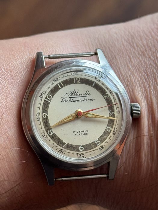 Zegarek Atlantic Worldsmasterur, 17 jewels,  37/45, w stali, piekny st