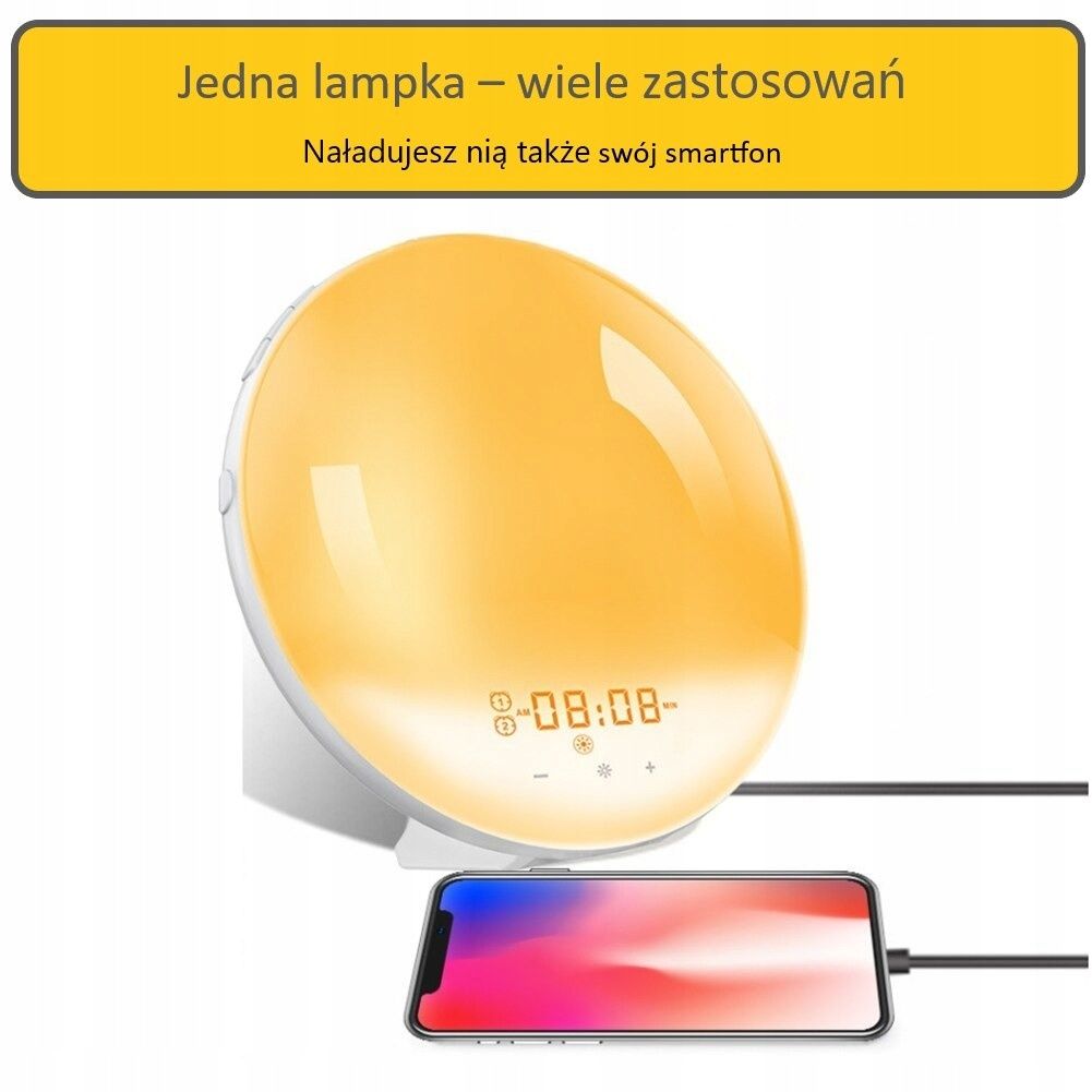 Inteligentny Budzik Lampka SYMULACJA WSCHÓD SŁOŃCA