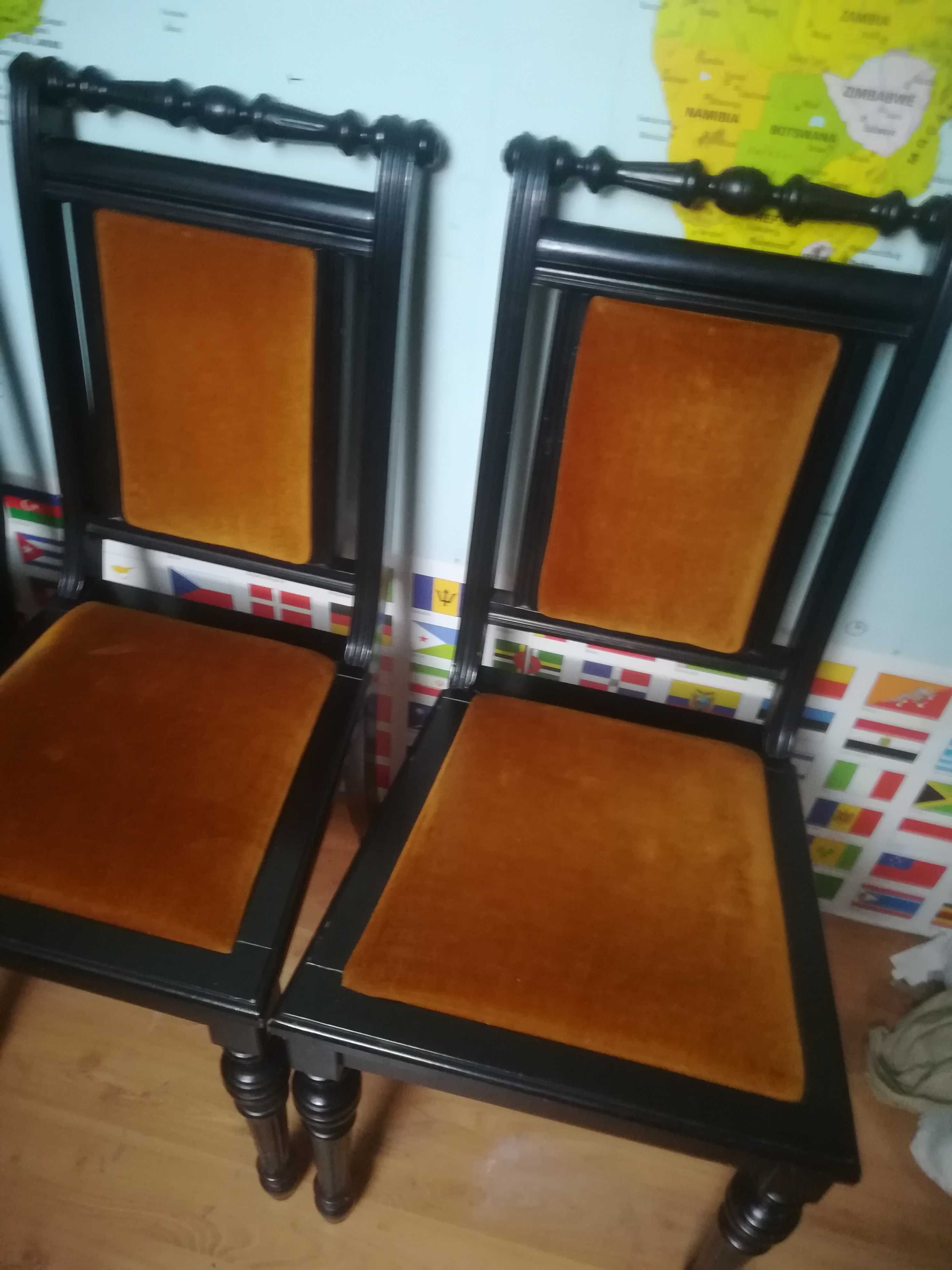 Zestaw 4 krzeseł drewnianych obicie welurowe kolor musztardowy/miodowy