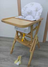 Drewniane krzesełko do karmienia Foppapedretti + wkładka naturalne buk