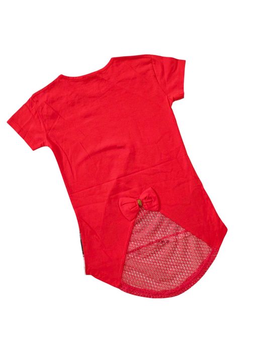 Tunika czerwona dla dziewczynki bluzka krótki rękaw nowa WYS-Ż 122-128