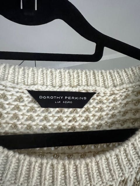 Piękny sweter Dorothy Perkins L/XL złoto beż zima święta