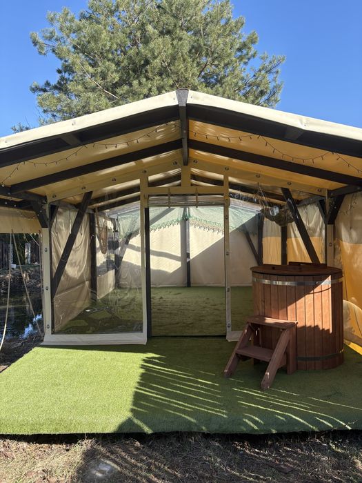 Namiot glampingowy, domek glampingowy, łuksusowy camping