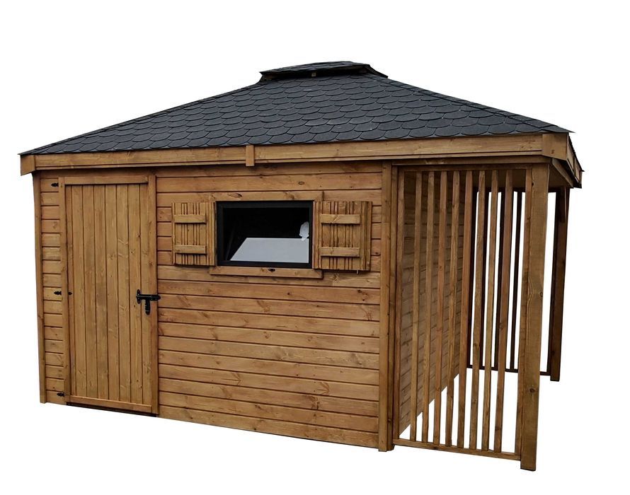 Domek narzędziowy "Świerk z Drewutnią" 3 x 4 altanystanior.pl