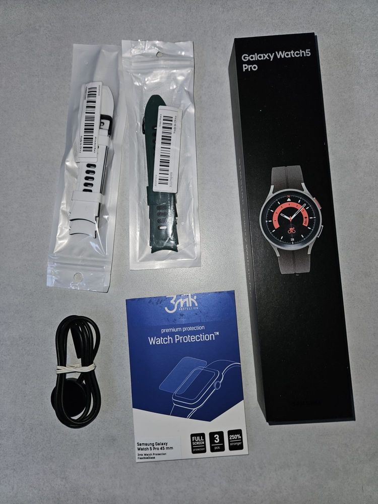 Samsung Galaxy Watch5 PRO Srebrny - GWARANCJA !!! Duży zestaw !!!