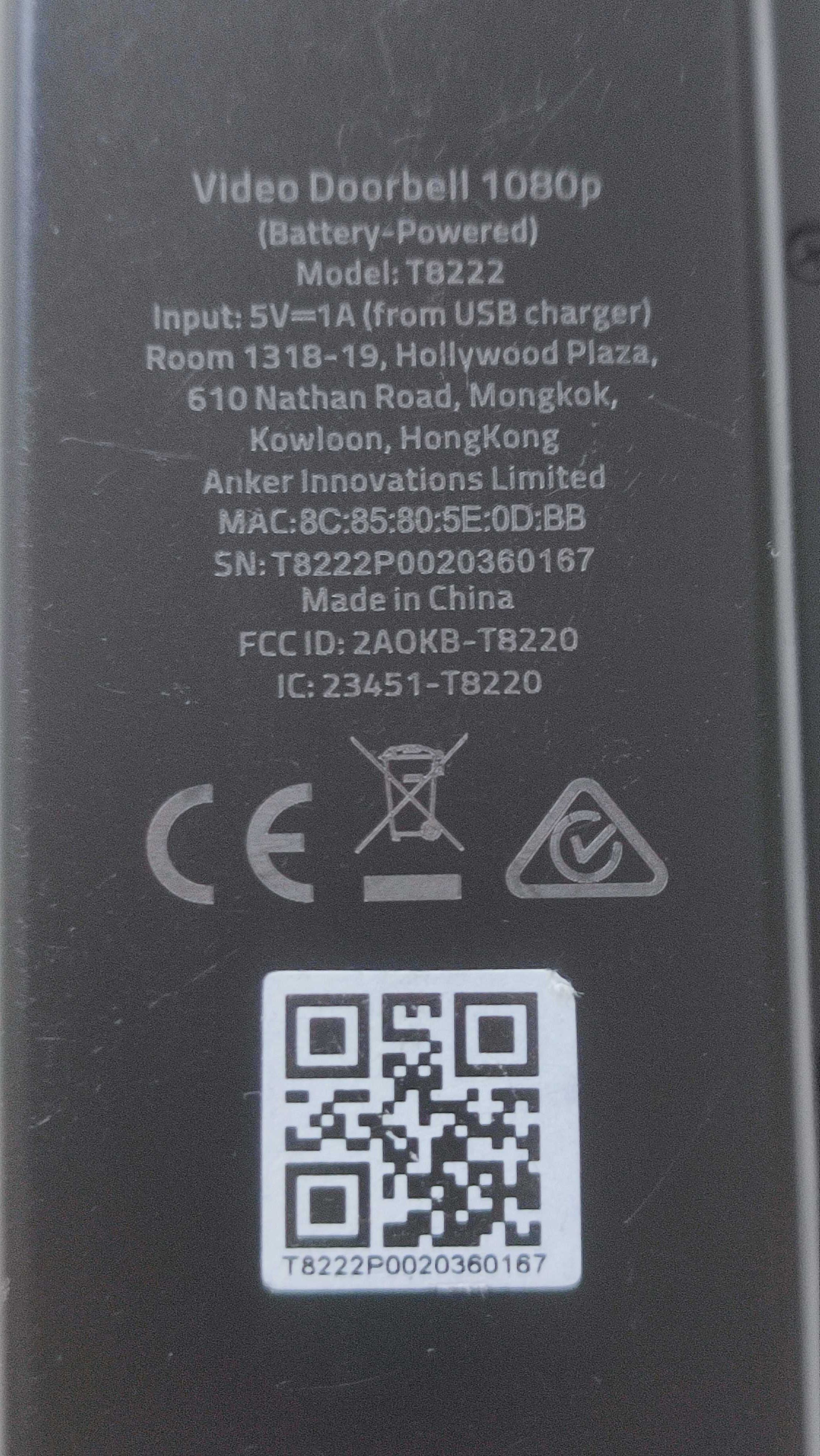 Eufy Secutity T8222 videodomofon videofon dzwonek bezprzewodowy
