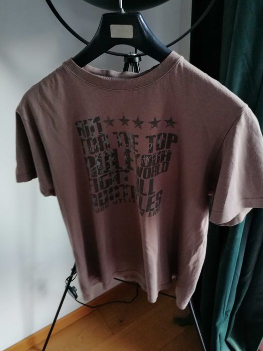 No name brązowy t-shirt napisy 40/L
