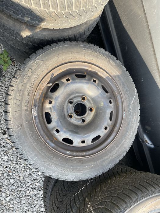 Koła felgi stalowe skoda fabia II 5x100 r14 opony zimowe 19r stan bdb